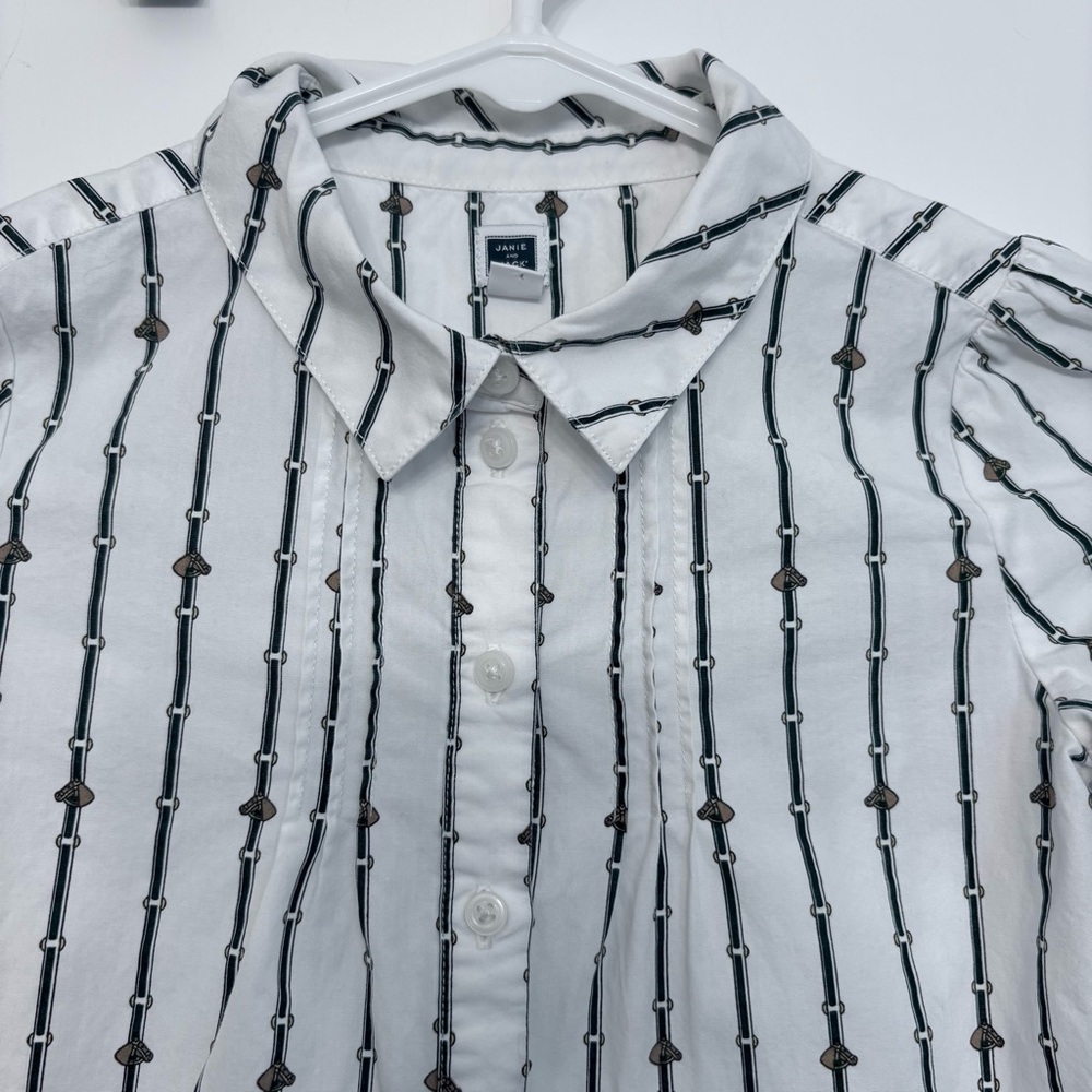 Janie And Jack Toddler Girl Size 6 Equestrian Button Up Long Sleeve Derby Prep